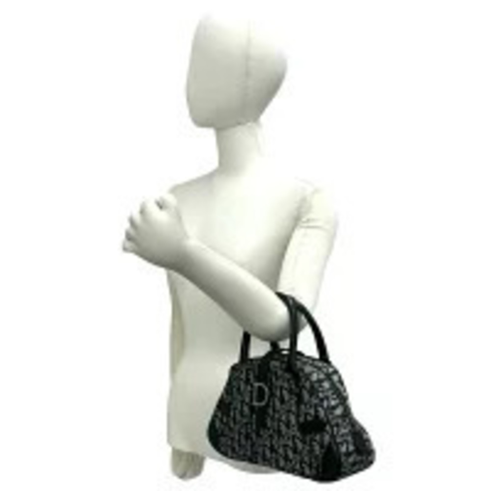 Christian Dior Double Saddle Bag Trotter Canvas Leather Handbag Black - Picture 2 of 10